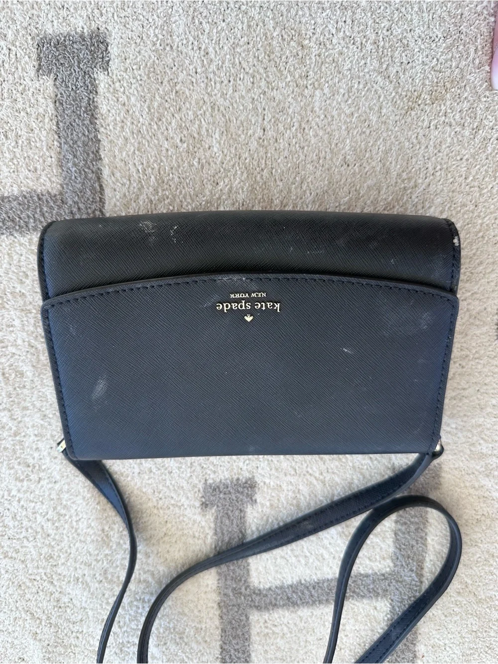 kate spade New York Black Crossbody Wallet with wear